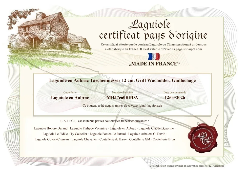 Certificat d'authenticité A.I.P.C.L. Certificat d'authenticité A.I.P.C.L.